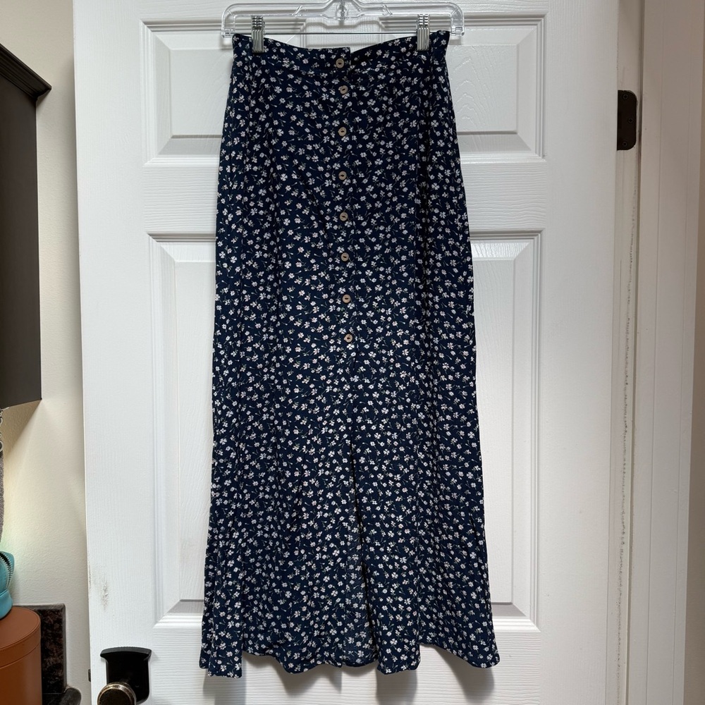 Blue and White Maxi Skirt